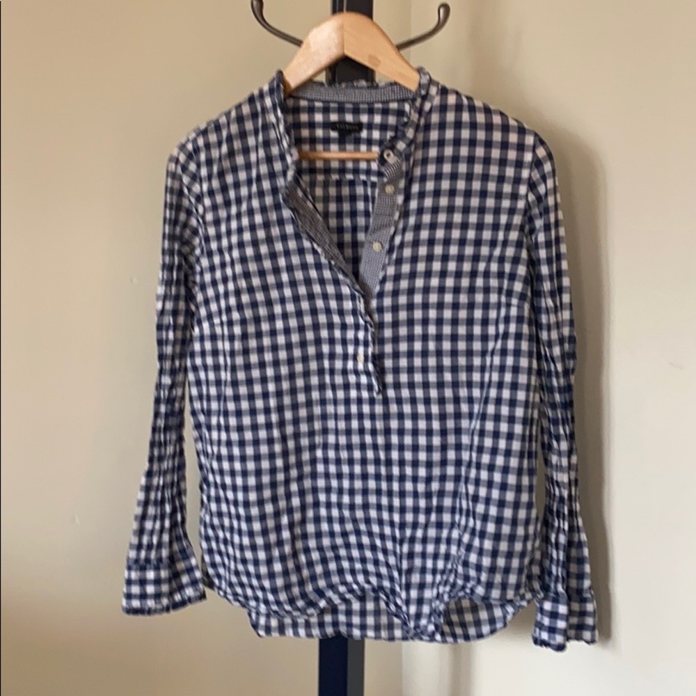 Talbots Plaid Blue and White Long Sleeve